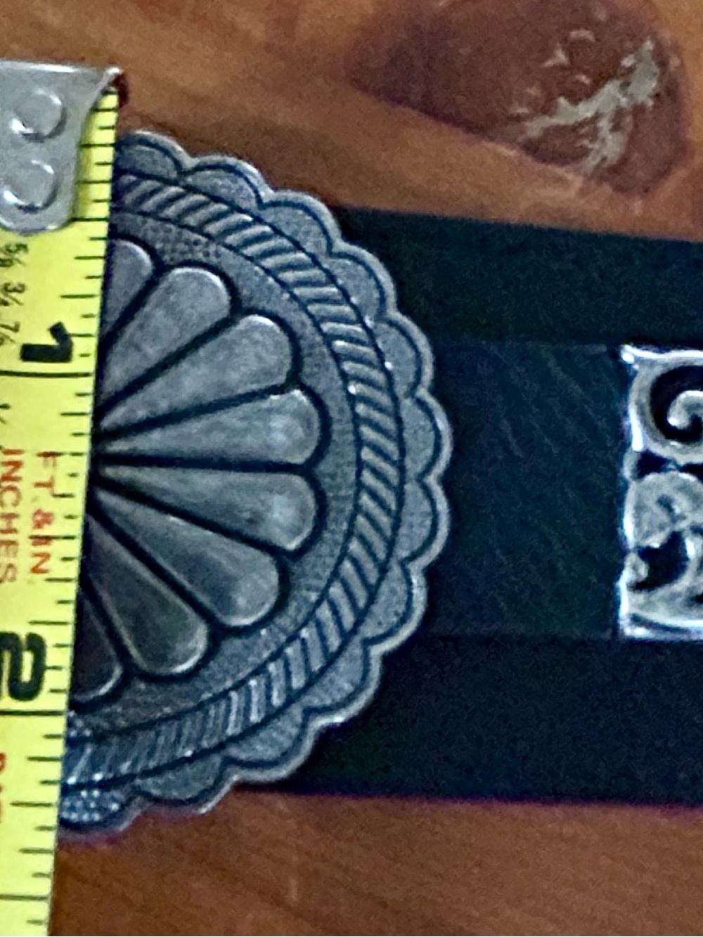 Antthony Orig Silver Conchos w/ Turquoise Oval Center Snap Stretch Elastic Belt - Picture 8 of 9